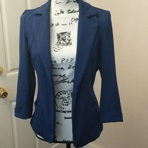 Navy Blue Soft 3/4 Sleeved Blazer